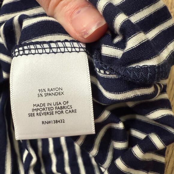 New ModCloth Women’s XXS Navy White Striped High‎ Low Tank Top - Picture 5 of 8